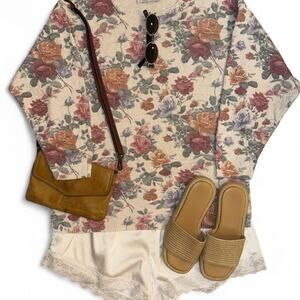 Vintage Vtg cottagecore fairycore boho coquette floral knit sweater